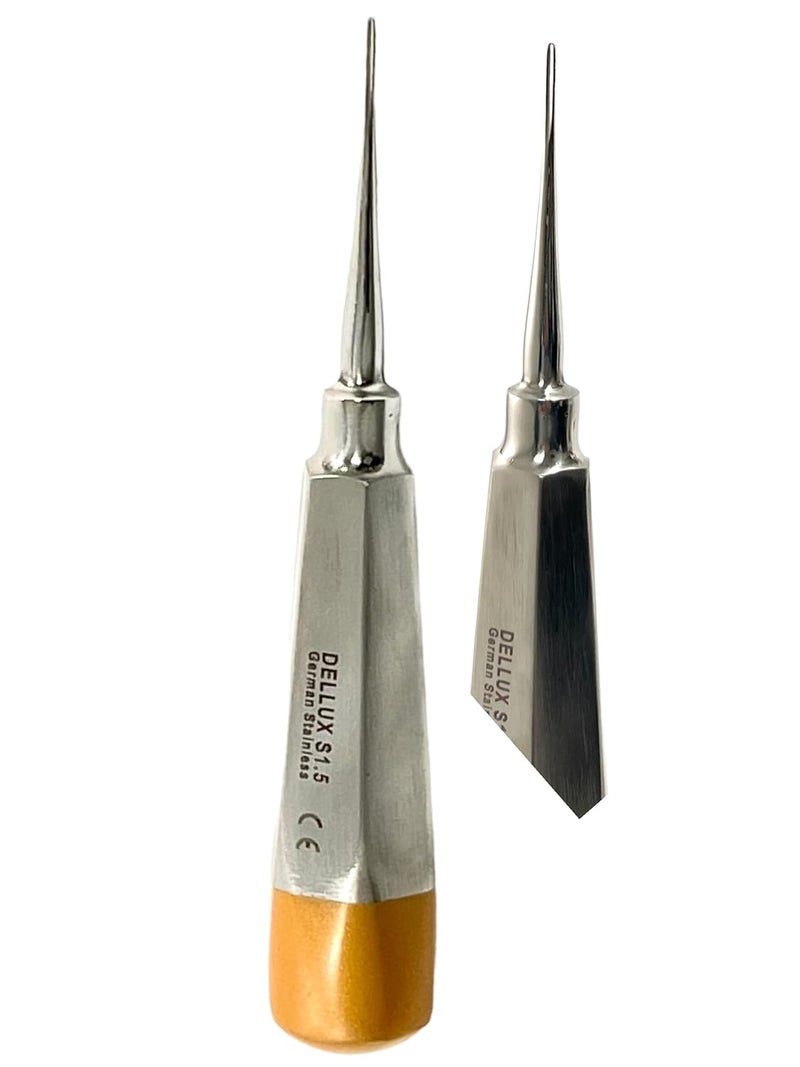 artlab -Dental Luxating Elevator Dental Root Elevators Straight Curved Tip-Periotome Luxating Elevator Apical Root Dental Elavators Extracting Extraction (Elevator STR 1.5MM Gold) - Image 3